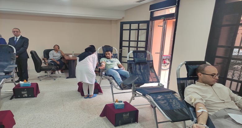 حملة تضامنية للتبرع بالدم بالمؤسسات التابعة لجامعة القاضي بجهة مراكش-آسفي تصوير: خاص
