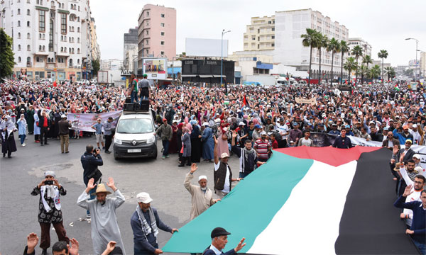 مسيرة شعبية في الدارالبيضاء تضامنا مع الشعب الفلسطيني