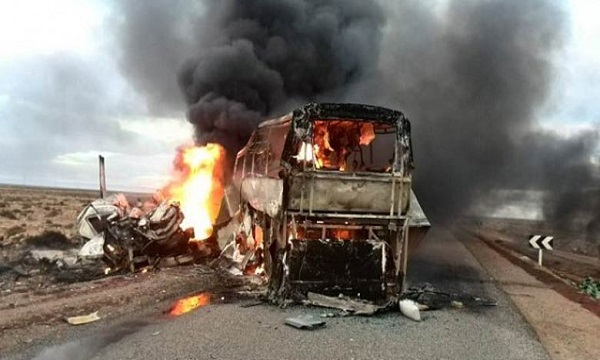 10 قتلى و22 مصابا في احتراق حافلة بالطريق السيار مراكش أكادير