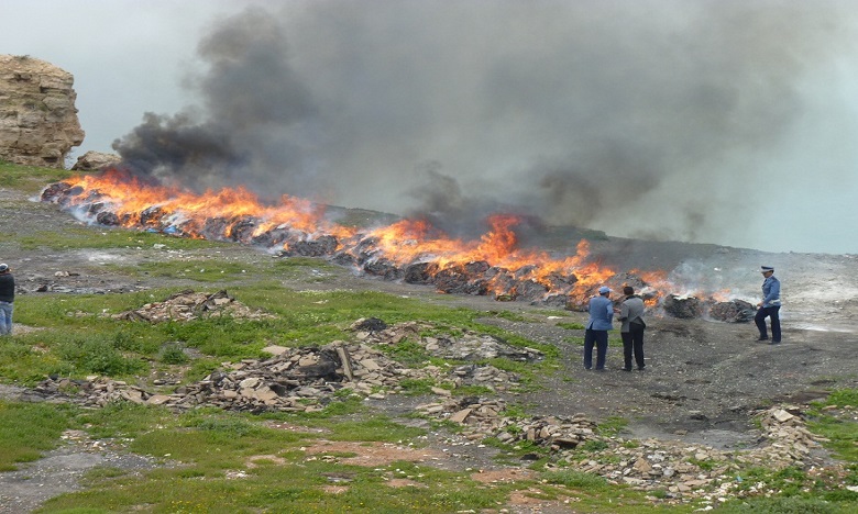 إتلاف وحرق كمية مهمة من المخدرات والأدوية المهربة بآسفي