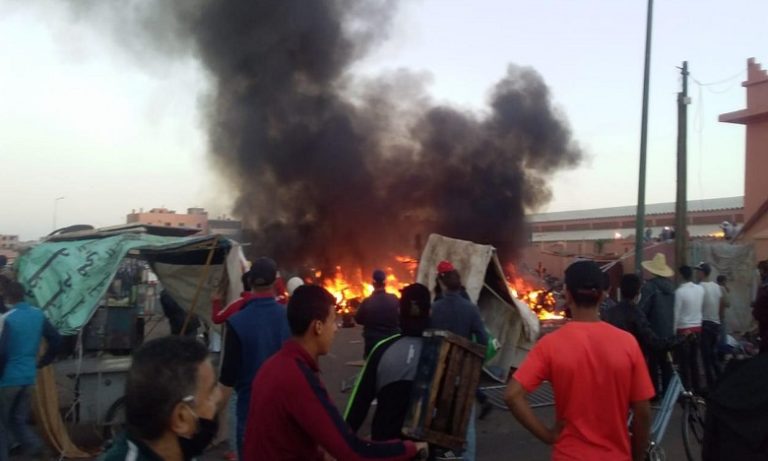 حريق يدمر 20 دراجة نارية بمدخل سوق الجملة للخضر والفواكه بمراكش