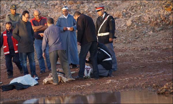 غرق تلميذين في ضاية برسموكة بإقليم تزنيت الضحيتين بعد استخراجهما من الضاية