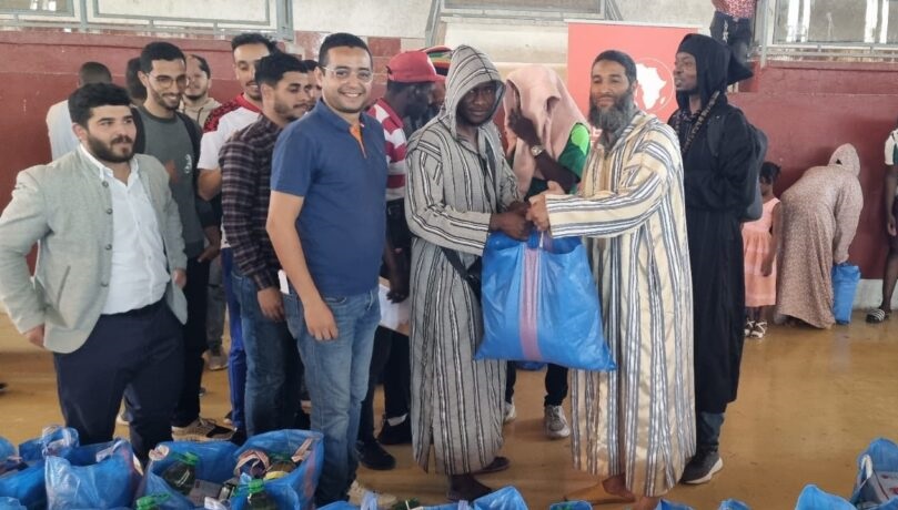 توزيع مساعدات غذائية على مهاجرين أفارقة بمقاطعة جليز بمراكش