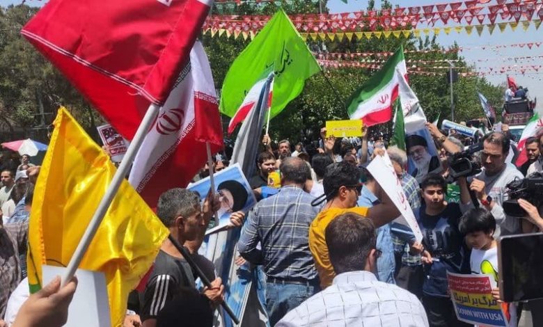 قصف قطر يخرج محتفلين في طهران قصف قطر يخرج محتفلين في طهران